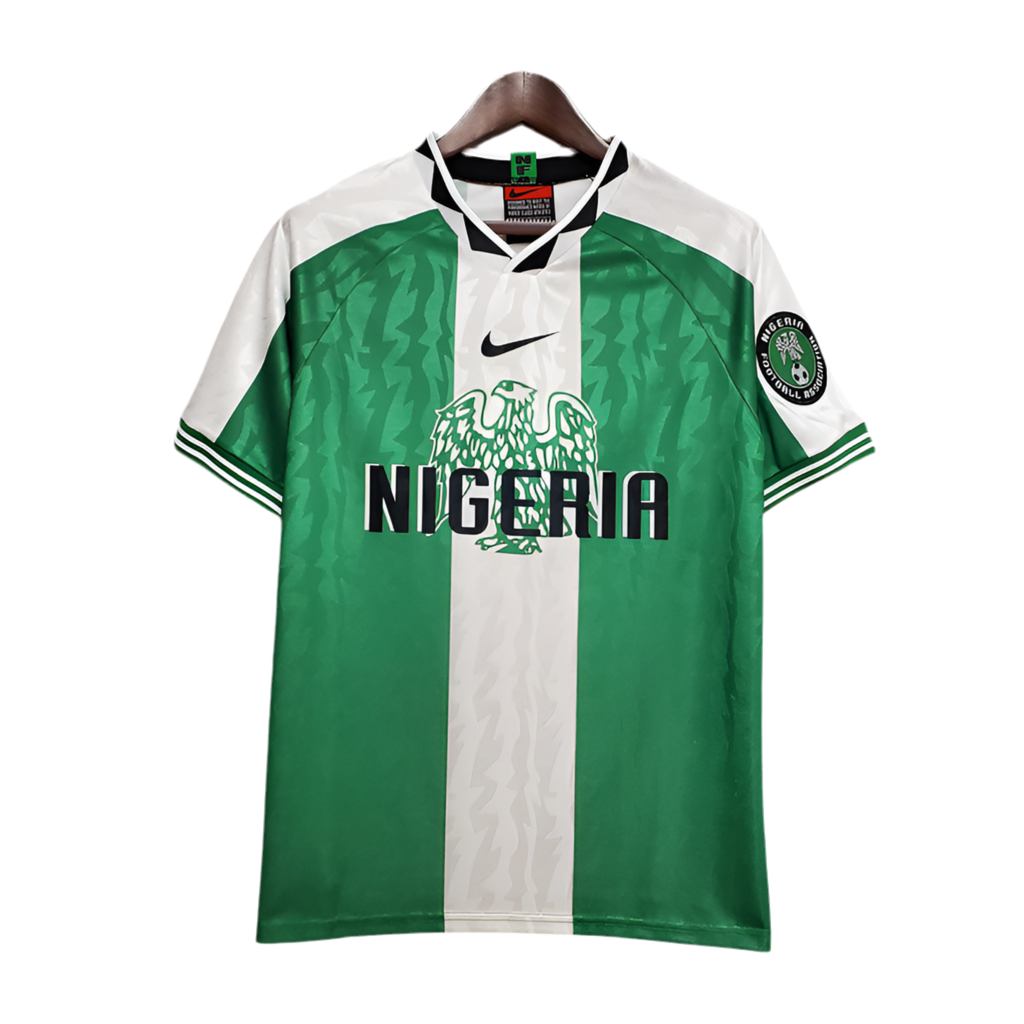 Camisa Nigéria Retrô 1996 Verde e Branca -