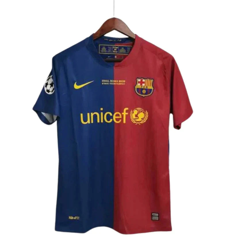 Camisa Barcelona Retrô com Patch UEFA 2008/2009 - Azul e Vermelho