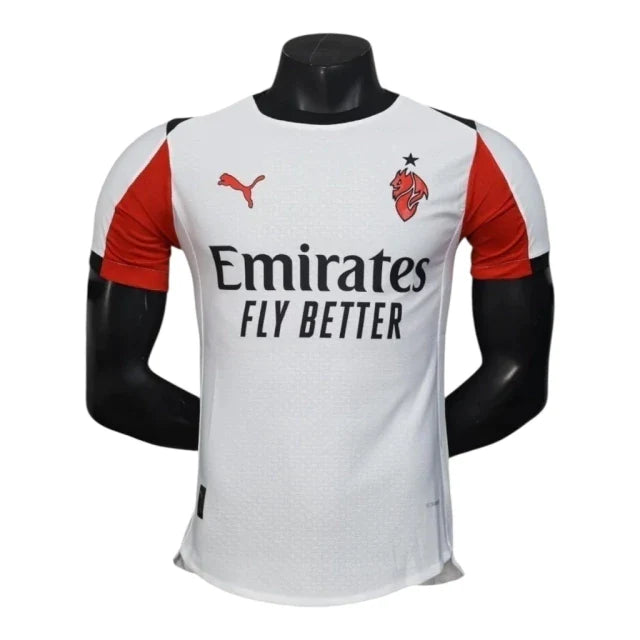 Camisa AC Milan II 25/26 - Jogador Puma Masculina - Branca com detalhes em vermelho e preto